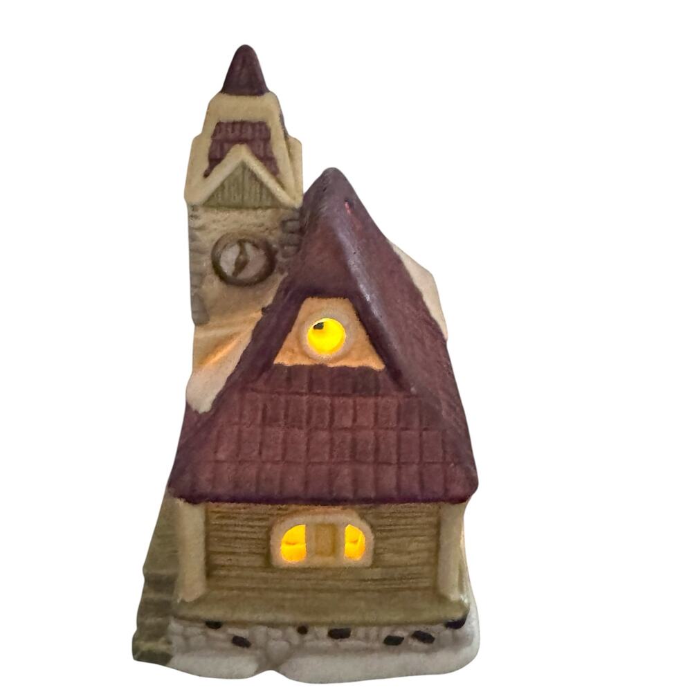 Vintage Ceramic Train Railway Station Collectible/ Candle Holder Christmas - Picture 5 of 6